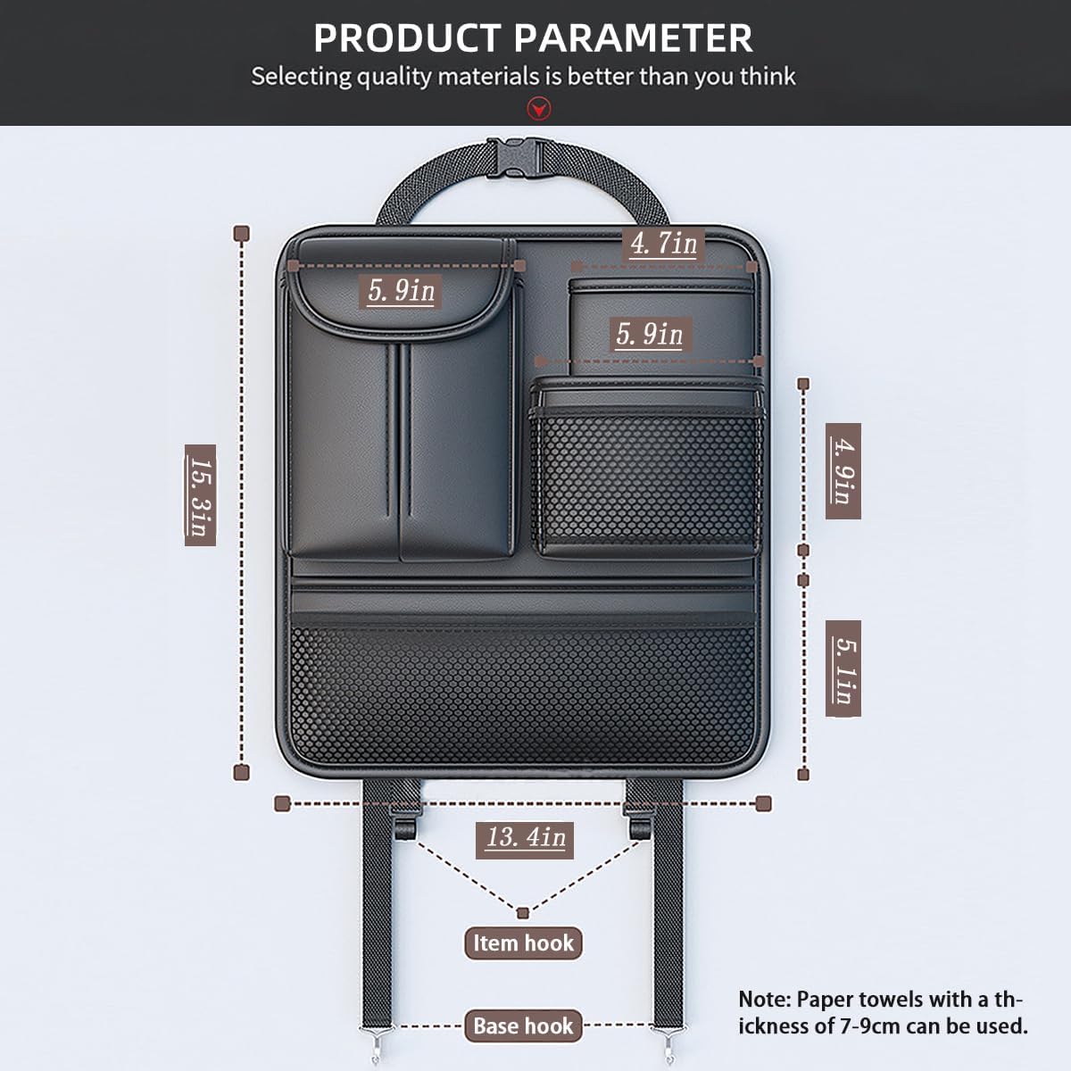 Organisateur de Voiture pour KIA EV3 2024-2025, Rangement de Siège Arrière en Cuir Imperméable Kick Mats avec Support Tablette Tactile