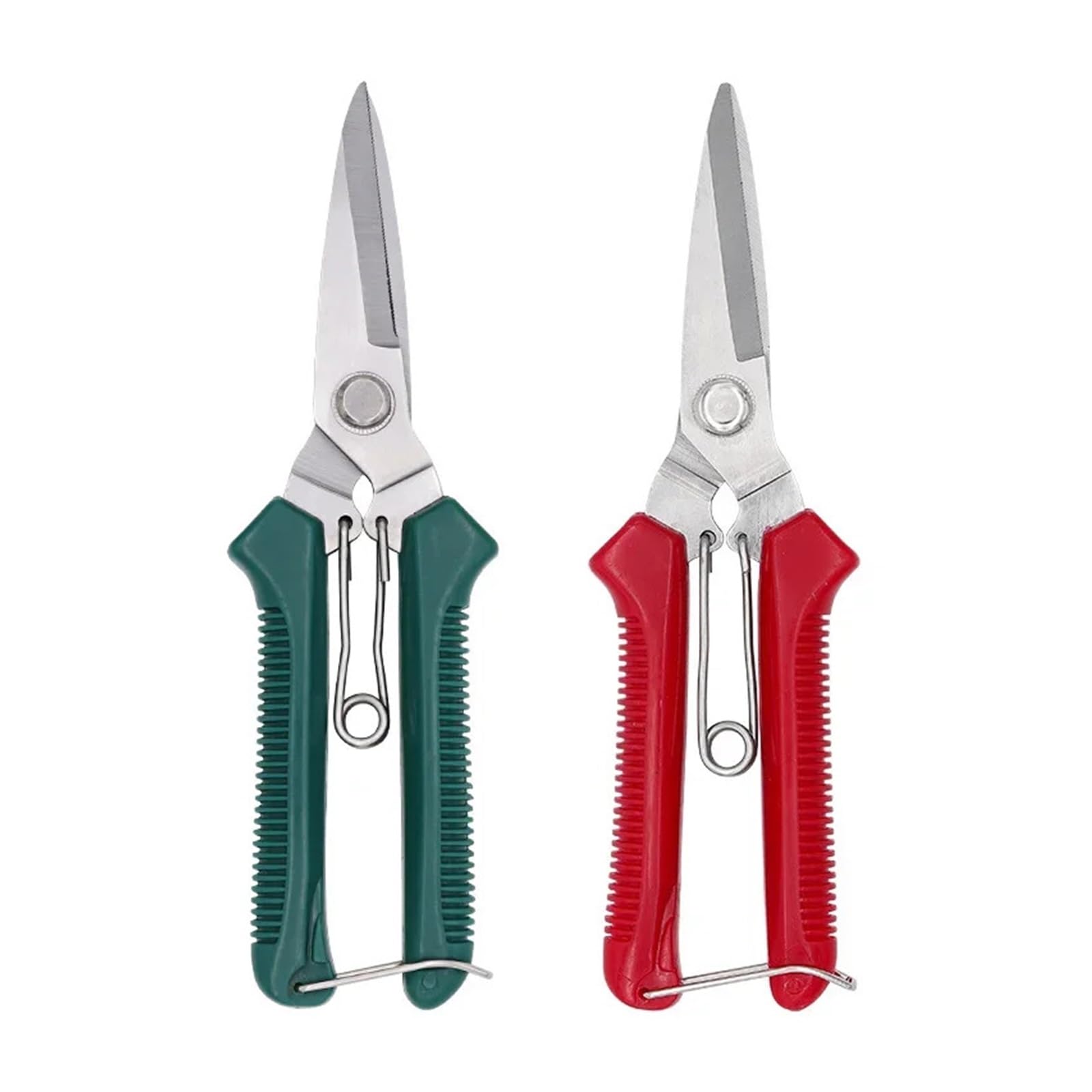 Chtkagv Red-Green2pcs Straight-Head Pruning Shears – Stainless Steel Garden Scissors With Non-Slip Handle For Bonsai And Household Plants(Red-Green2pcs)