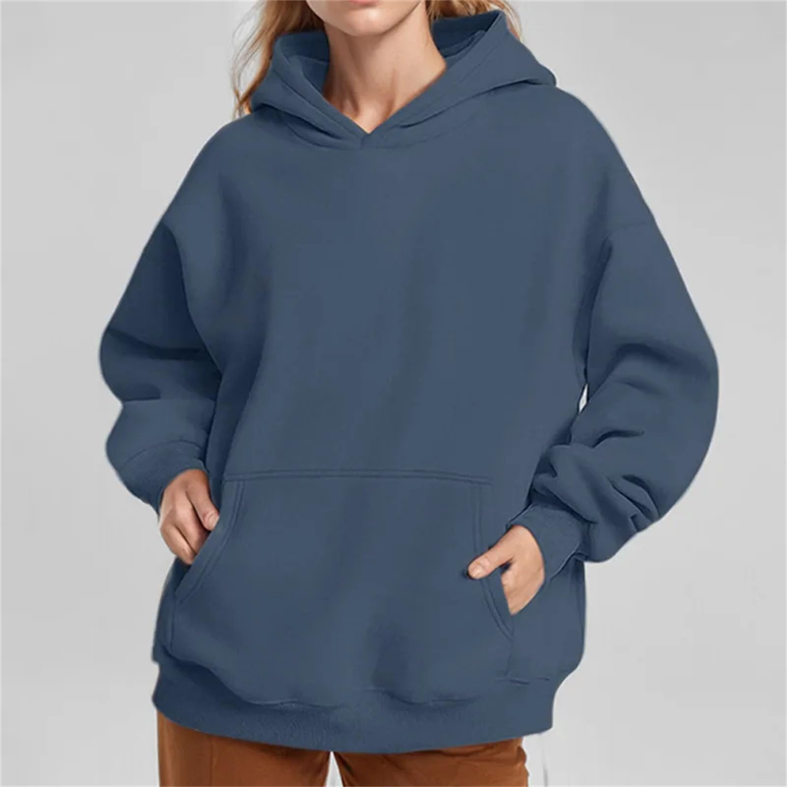 Donne di grandi dimensioni felpe con cappuccio felpe a maniche lunghe maglione maglione abbigliamento invernale con tasche
