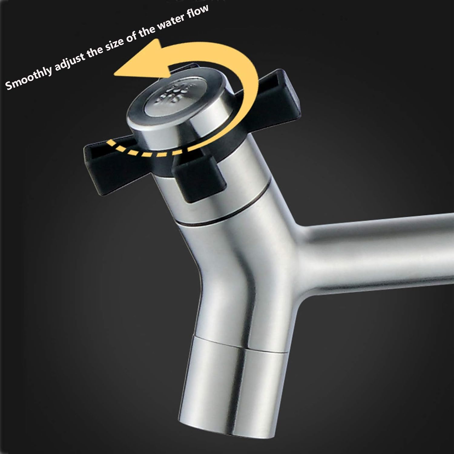 Stainless Steel Single Cold Kitchen Faucet, High Arc Handle Wheel Hole Sink for, Bathroom, Outdoor Garden and Bar, Brushed Nickel,Black(White)