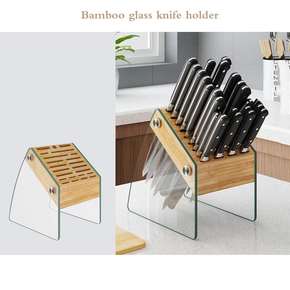 GLP Messerblock aus gehärtetem Glas mit 23 Schlitzen, Küchenmesser-Halter, Schreibtisch-Halterung, sichere und einfache Aufbewahrung, leerer Messerblock, Aufbewahrung ohne Messer