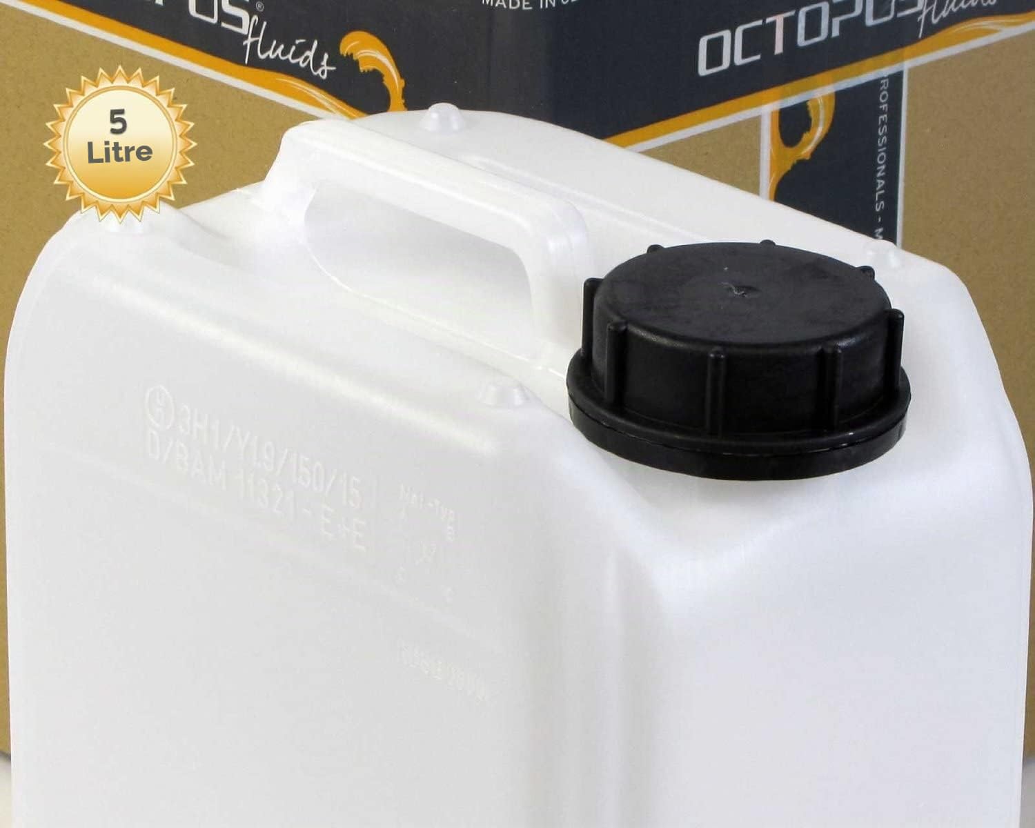 Octopus Lot de 2 bidons vides de 5 l, en polyéthylène haute densité, avec bouchon DIN 51 mm et homologation ONU, jerrican d'eau, qualité alimentaire