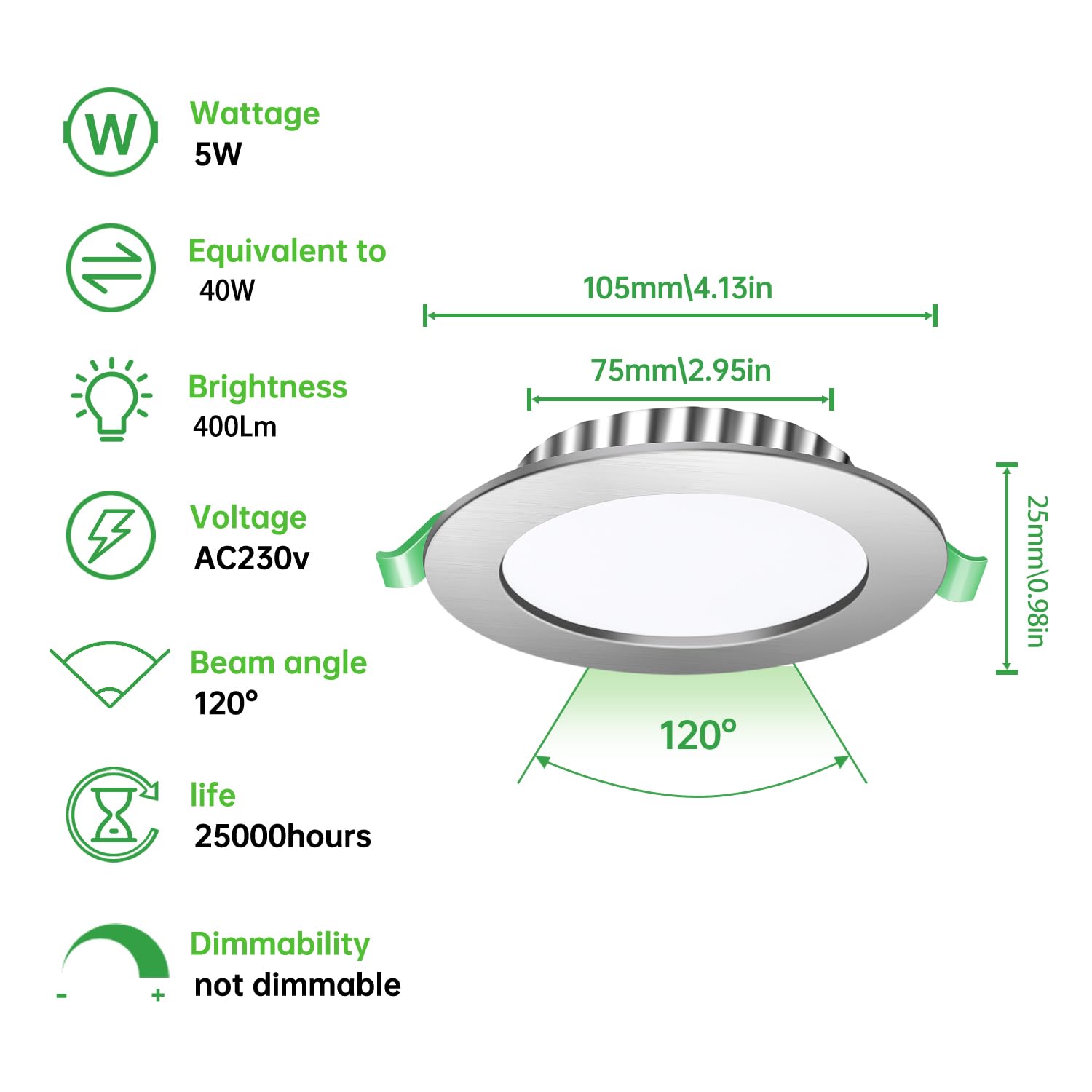 20 Spots LED Encastrables Extra Plats 7W - Équivalent 70W - 6000K Blanc Froid - Pour Plafond Salon/cuisine