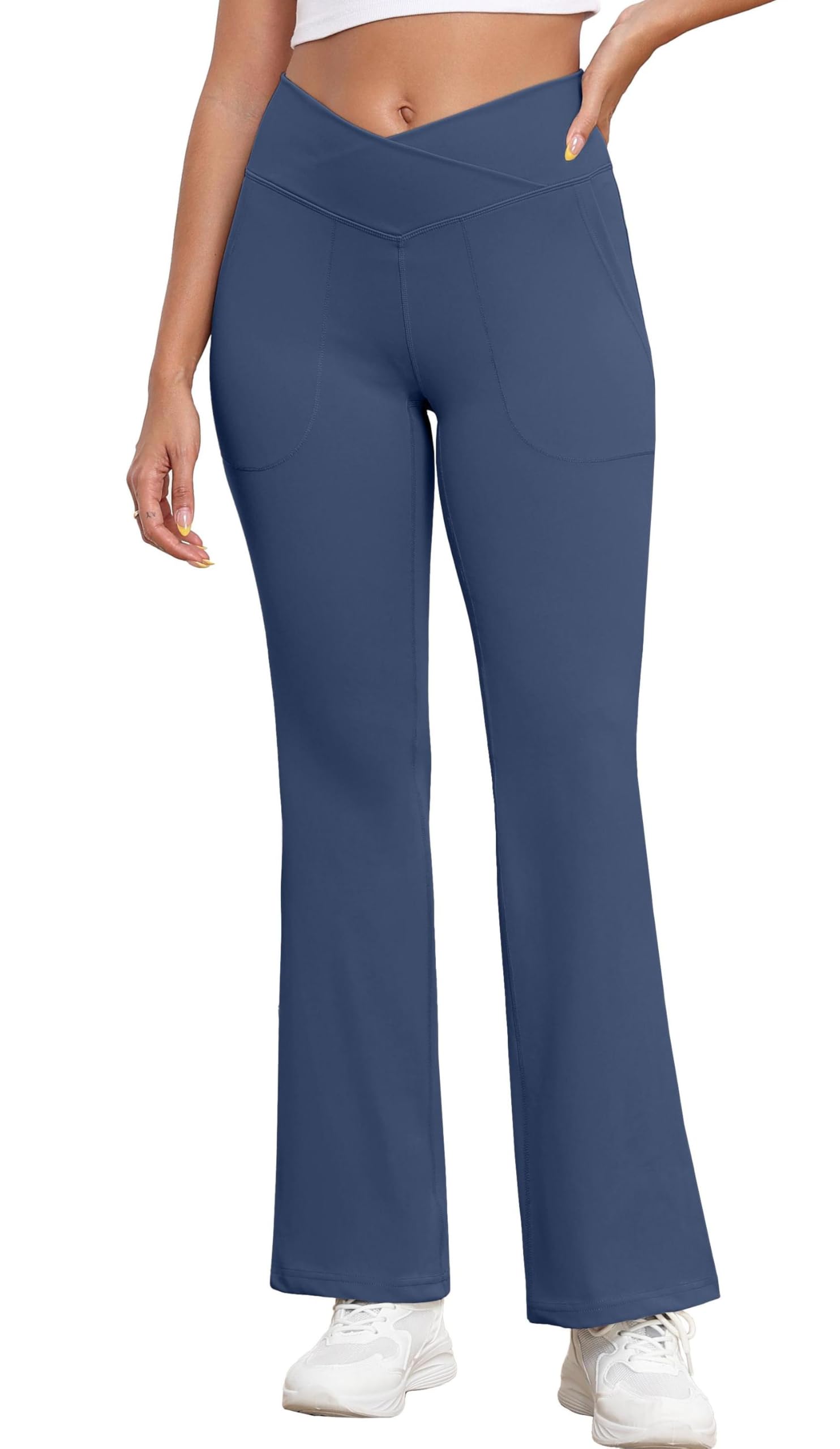 GRECERELLE Yogabroek met hoge taille voor dames, uitlopende yogabroek
