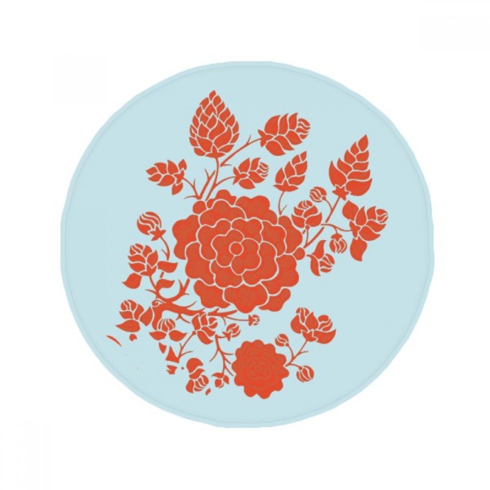 Tapis rond fleur rouge 80cm idée cadeau déco maison et animaux