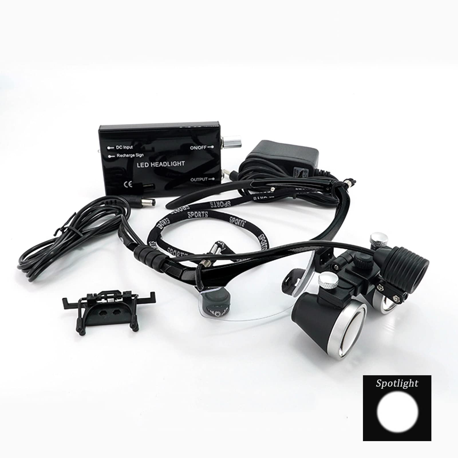 Loupes binoculaires chirurgicales antibuée pour Dentiste 2,5X 3,5X 420 mm Eclairante Lunette grossissante High Intensity LED lightdi, Loupes Jumelles Chirurgicales en Verre Optique