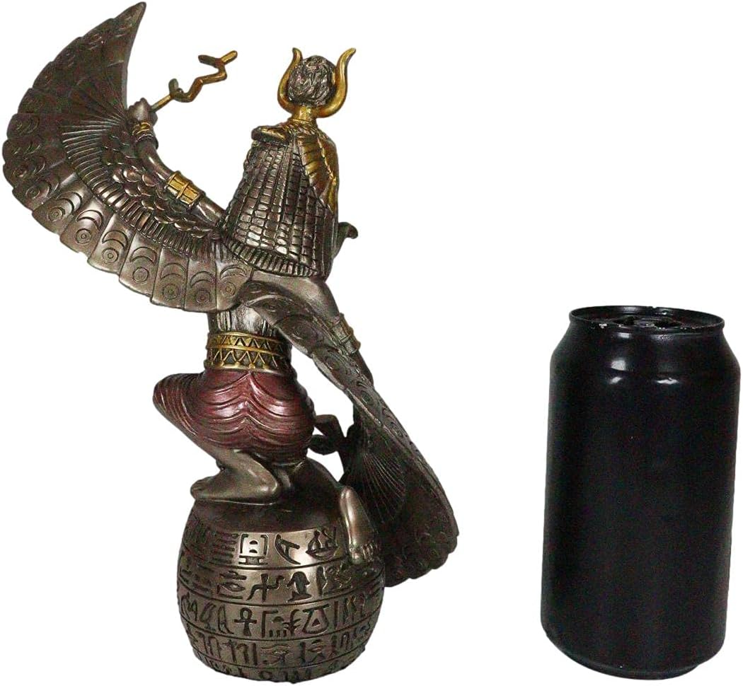 Ebros Gift Egyptian Goddess Mother Isis Ra Holding Ankh Figurine 23cm H Decorative Statue Collectible, Bronze Patina - Image 5