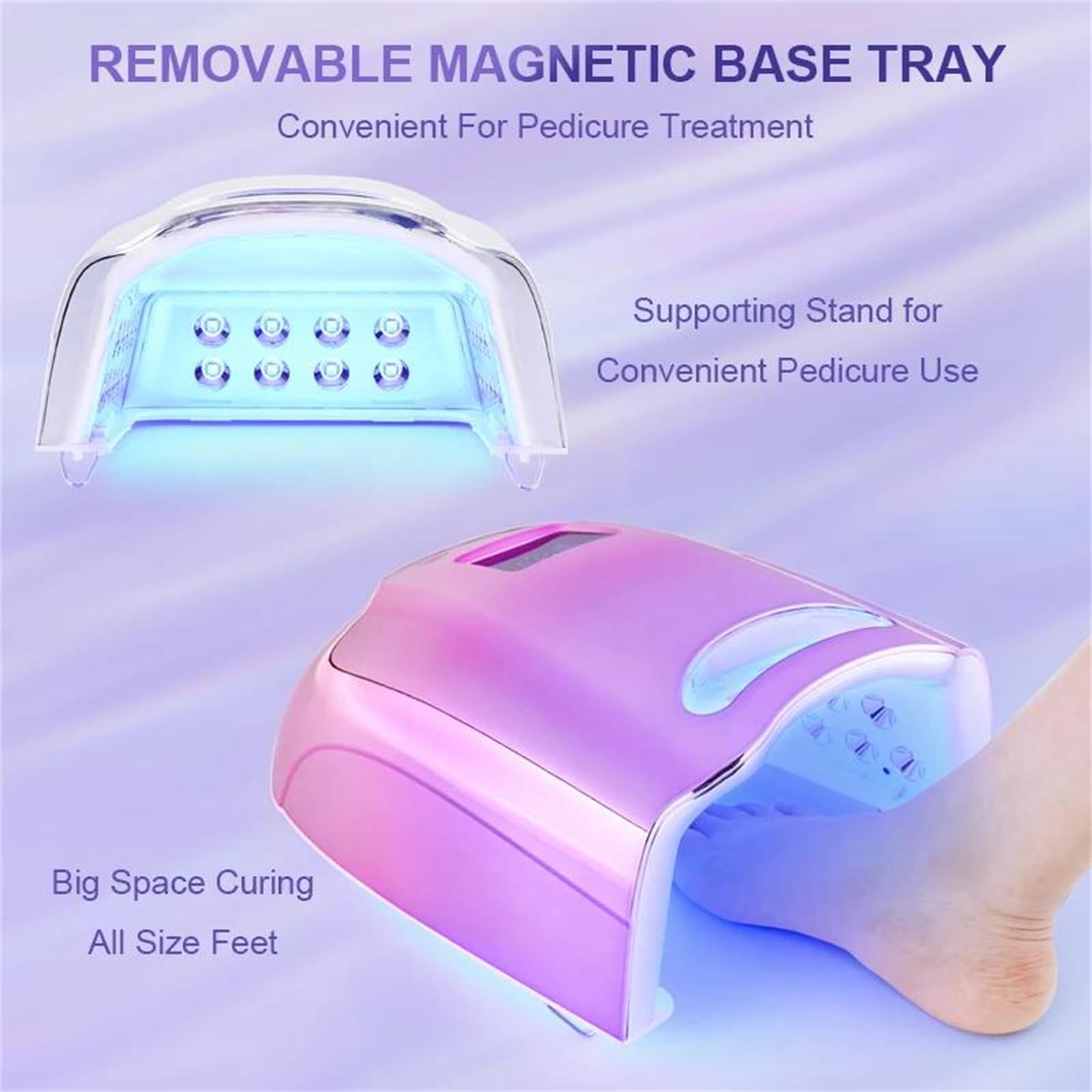 Lampada per Unghie polimerizzazione Rapida Luce LED asciuga Unghie | 128W, luce blu, sensore a infrarossi, portatile, timer, tecnologia a doppia sorgente luminosa 365+405nm, 45 LED