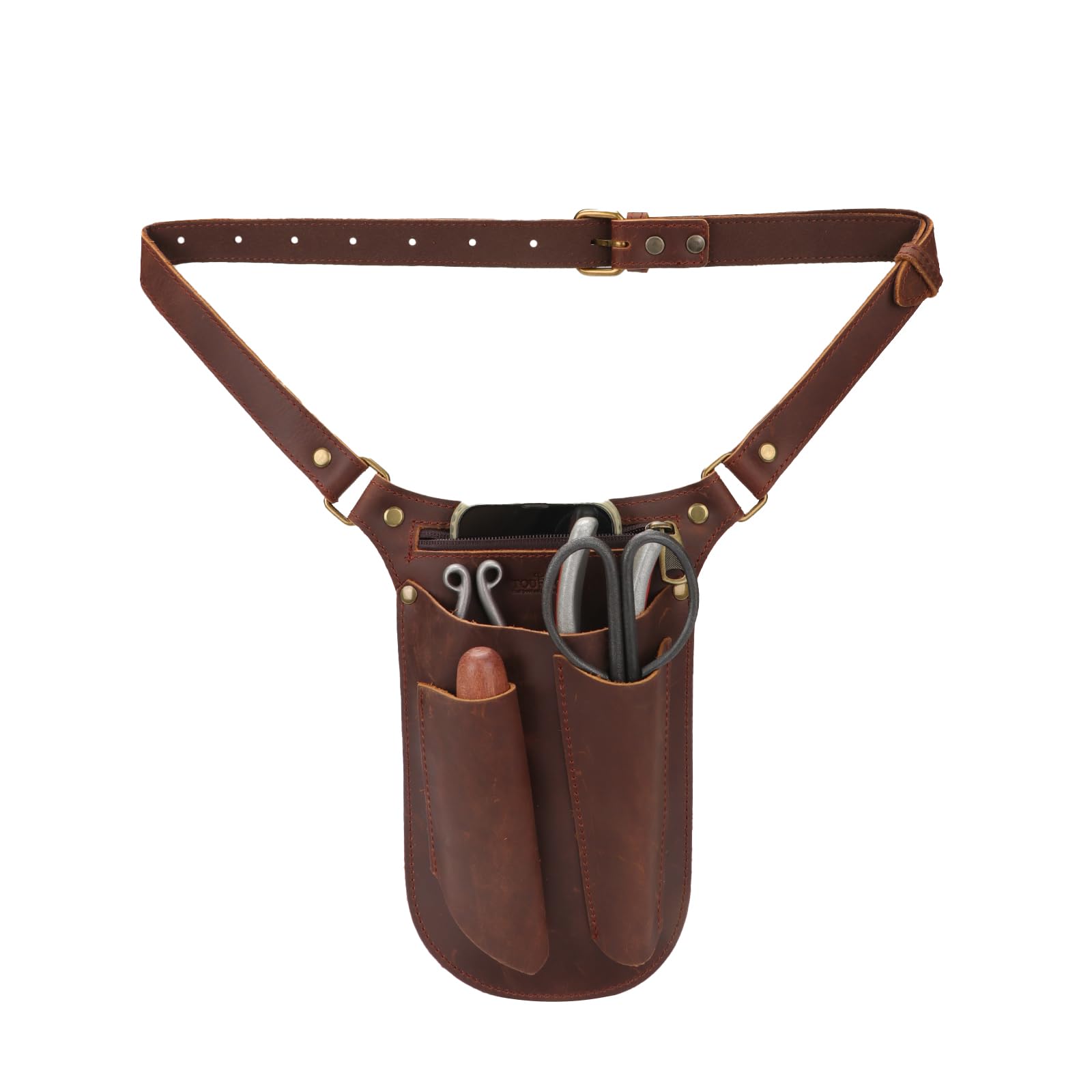 TOURBON Echtleder-Gartenwerkzeuggürtel für Männer und Frauen, Gandening-Tasche, Floristen-Organizer, Gärtnertasche