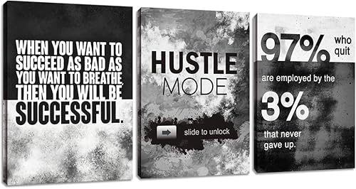 Miniatura 9 de Arte de pared motivacional para oficina, lienzo inspirador, arte de pared, póster de ajetreo, impresión de cita de empresario, pintura de pared, 3