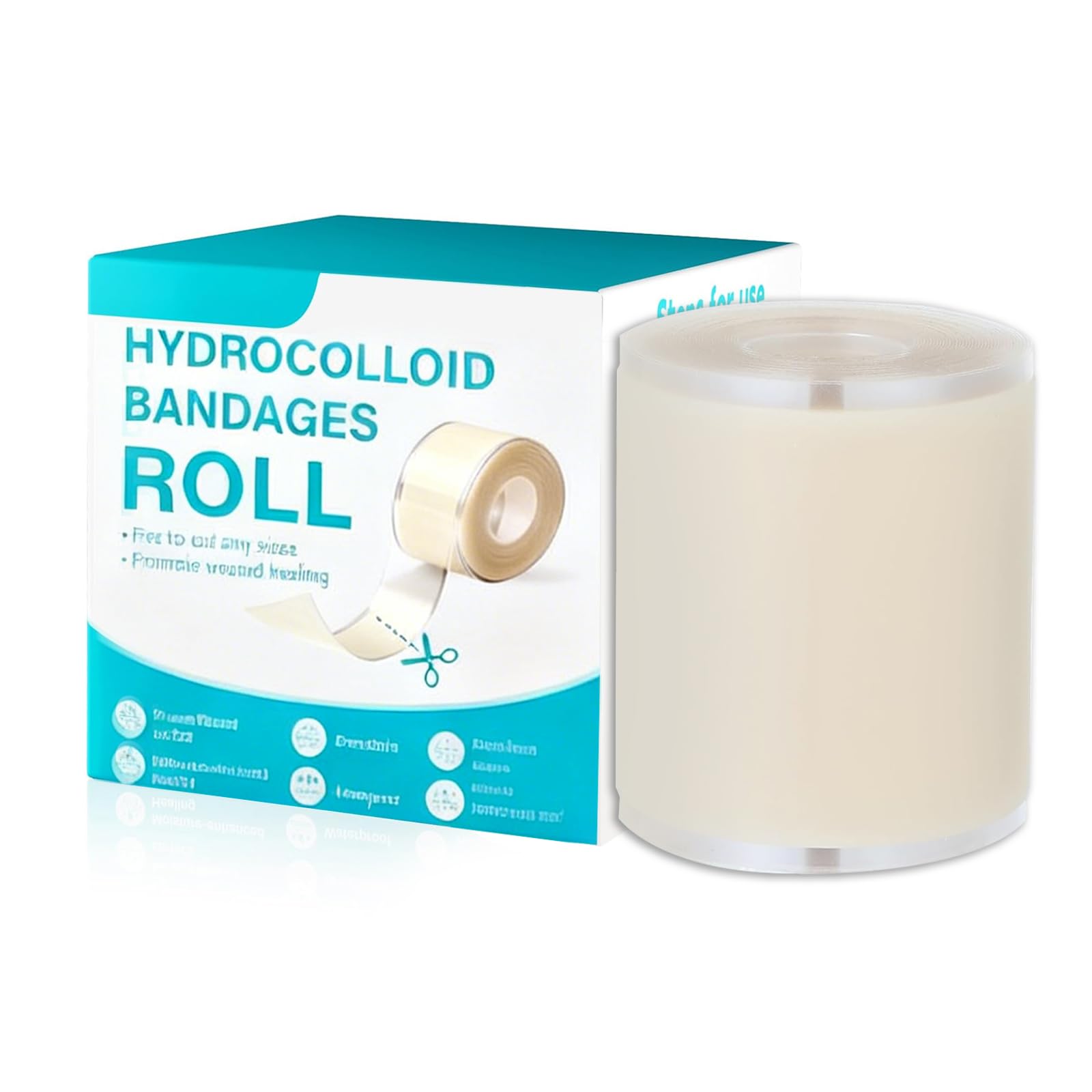 Rotolo idrocolloide per la cura delle ferite, 5 cm x 1,4 m, per la cura delle ferite, impermeabili, ultra assorbenti, per ustioni, acne, vesciche, tagli e cu