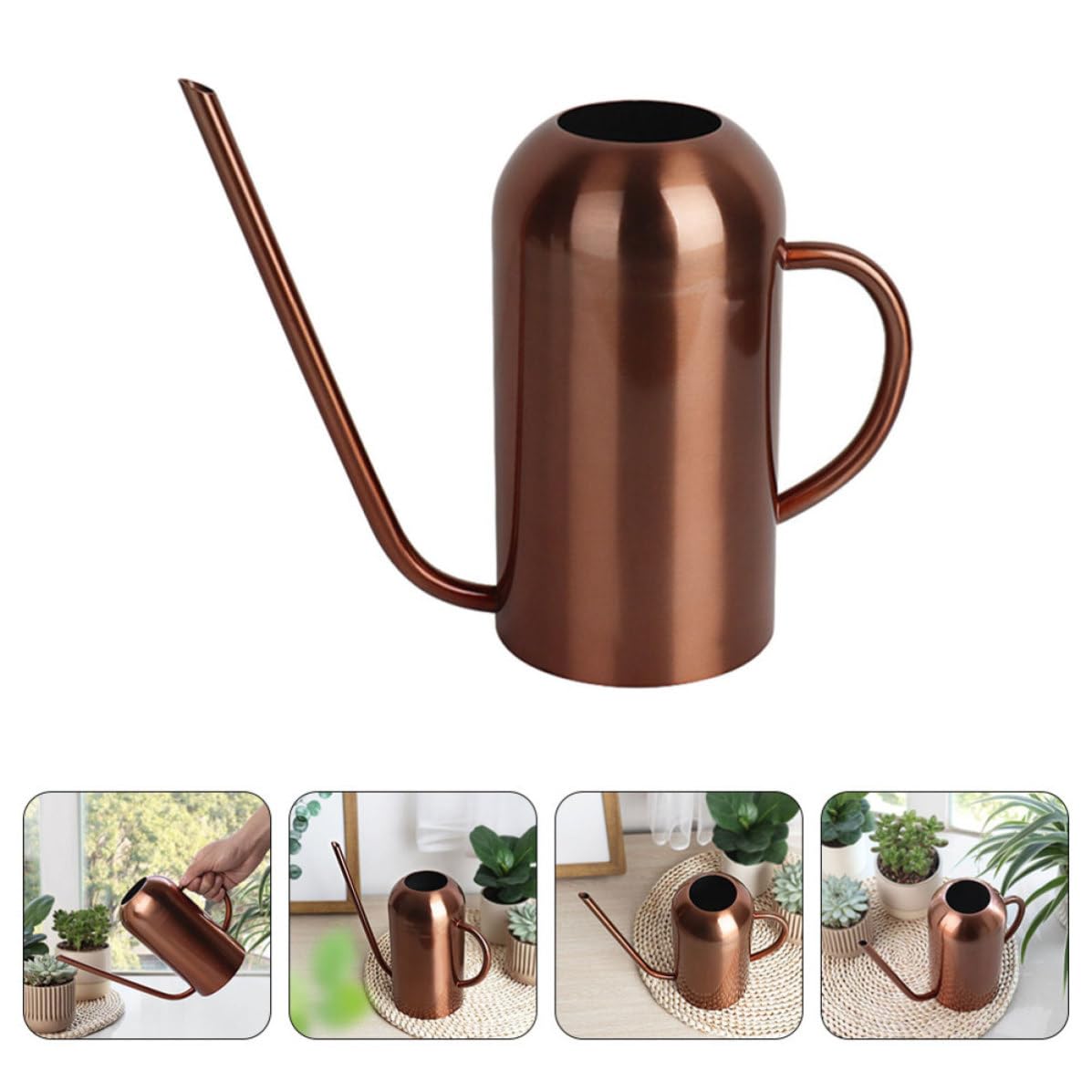 Regadera Vintage de Acero Inoxidable de 1.5l Mango Ergonómico y Diseño Resistente para Riego de Jardín y Flores
