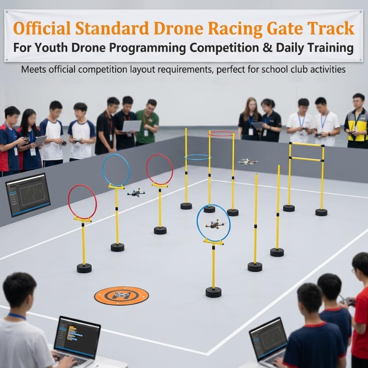 Kit Circuito de Obstáculos para Drone FPV, Equipo de Entrenamiento y Carrera de Drones, Pista DIY Portátil para Interior Exterior Escuela Jardín