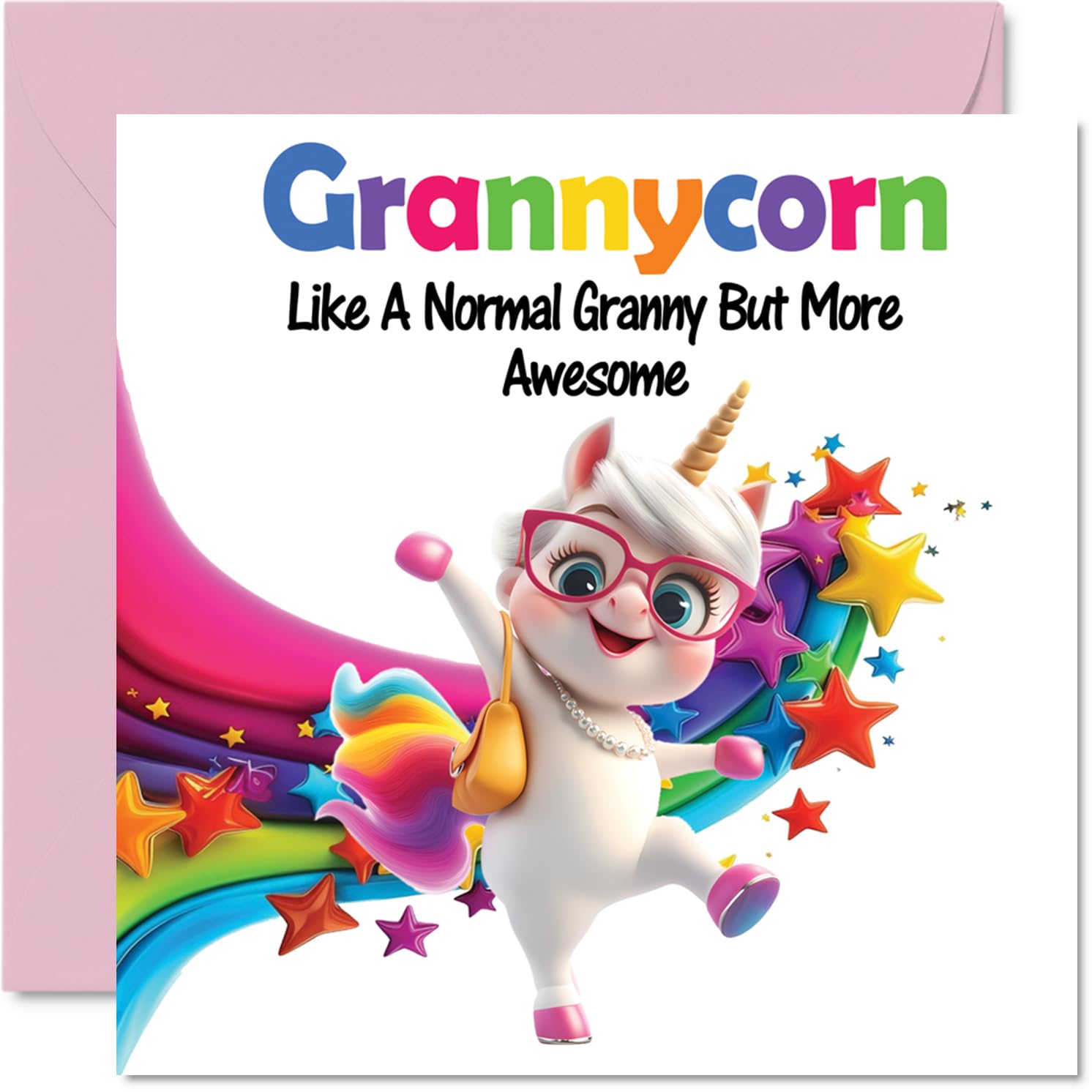 Granny Birthday Card - Awesome Grannycorn - Happy Birthday Card for Granny Grandma from Grandson Granddaughter, 145mm Unicorn Bday Greeting Cards