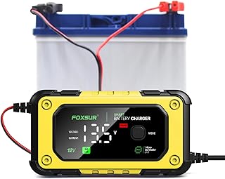 Mulcort Cargador de batería de coche inteligente con función, pantalla grande y colorida, protección múltiple, 100 – 240 V, para coche, SUV, caravana, moto, camión