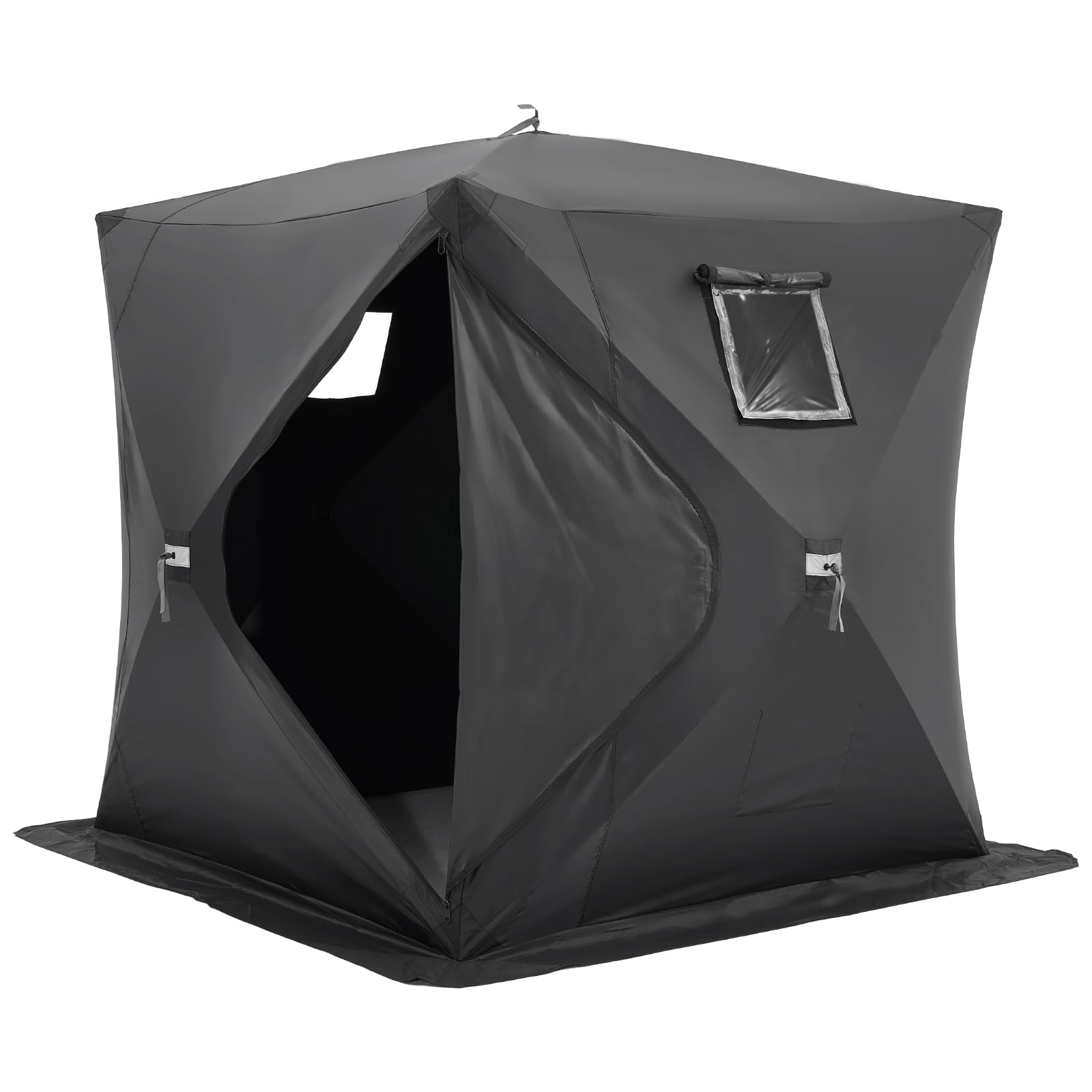 VEVOR Tenda da Pesca sul Ghiaccio 3,3 x 3,3 x 2 m Rifugio Portatile per Pesca sul Ghiaccio per 6-8 Persone, Isolamento Termico, Tessuto Oxford con Ancore, Corde, Borsa Trasporto, per Pesca