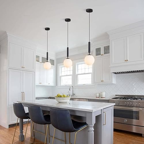 Miniatura 35 de KCO Iluminación moderna globo luces colgantes iluminación isla de cocina luz colgante blanco y dorado iluminación colgante individual vidrio