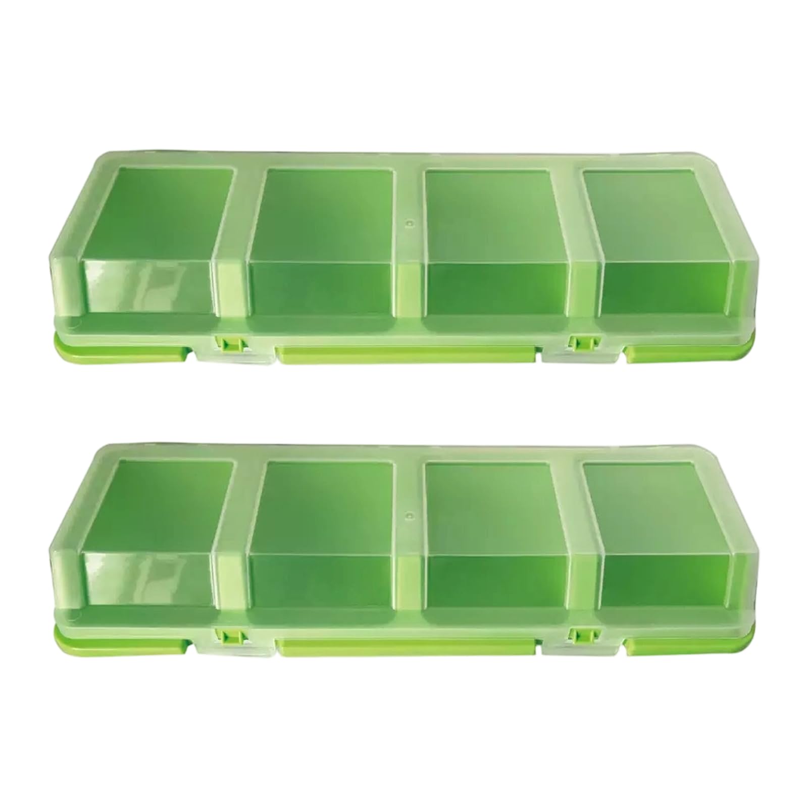 Jiapika Green Tool Drawer Parts Organizer 2 Pack, Narrow 4 Compartment Hardware Case With Translucent Cover For Screws And Fixings Small Component Organizer Fastener Case Hardware Sorter Drawer Parts Tray Workshop