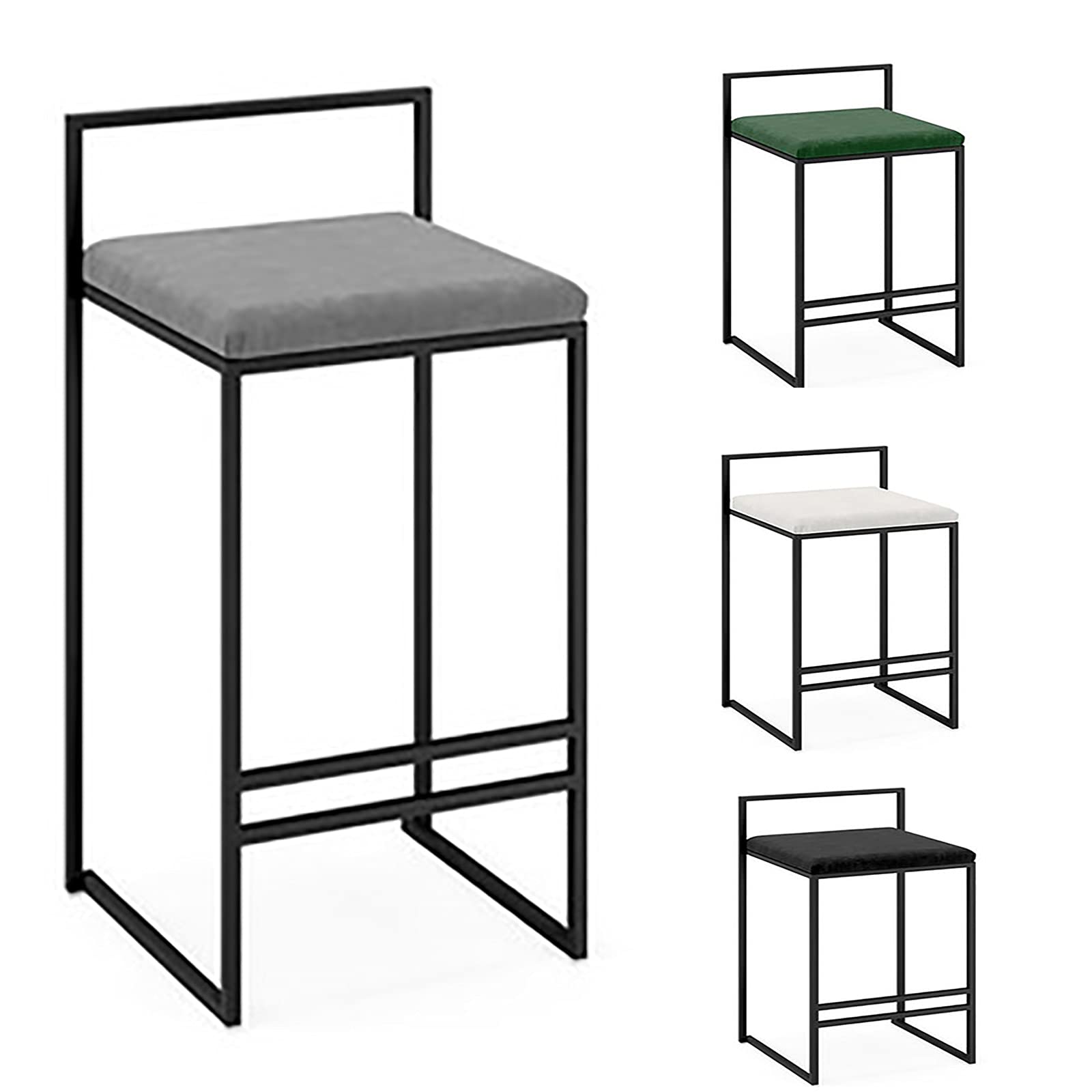 Tabourets en tissu velours haut de gamme avec dossier confortable