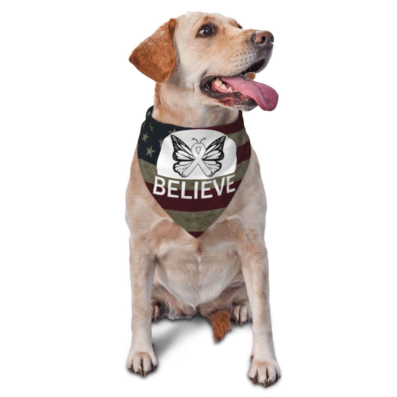 Believe Lung Cancer Awareness White Ribbon Dog Scarf Pet Bandana Cat Pet Bibs