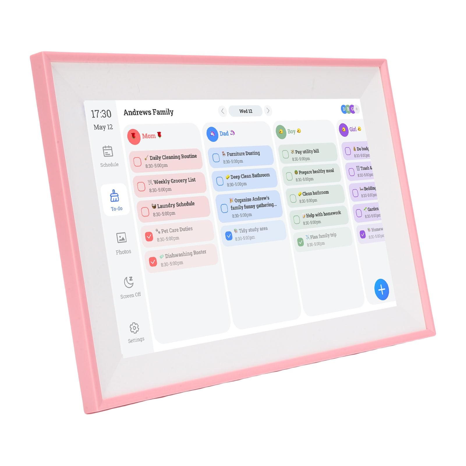 Headerbs Intelligenter Digitaler Kalender, 10,1-Zoll-HD-Touchscreen-Familienplaner, Elektronischer ABS-Kalender mit Aufgabentabelle, 1280 X 800 WiFi-Fotorahmenmodus für die Familienplanung zu Hause