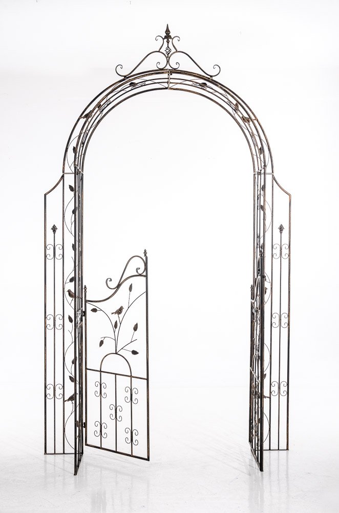 CLP Arche de Jardin avec Portillon Grenada - Support pour Plantes Grimpantes Arcades à Rosiers en Fer Forgé Robuste avec Porte - Couleur :, Couleur:Bronze