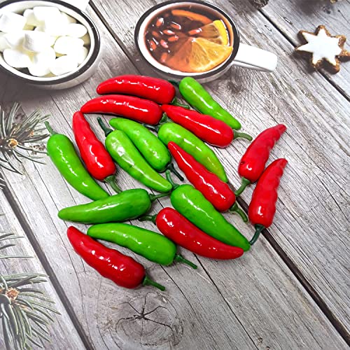 Honbay 50Pcs Foam Mini Pepper Chili Artificial Hot Chili Lifelike Fake Vegetable For Home Kitchen Party Decoration #TOP3