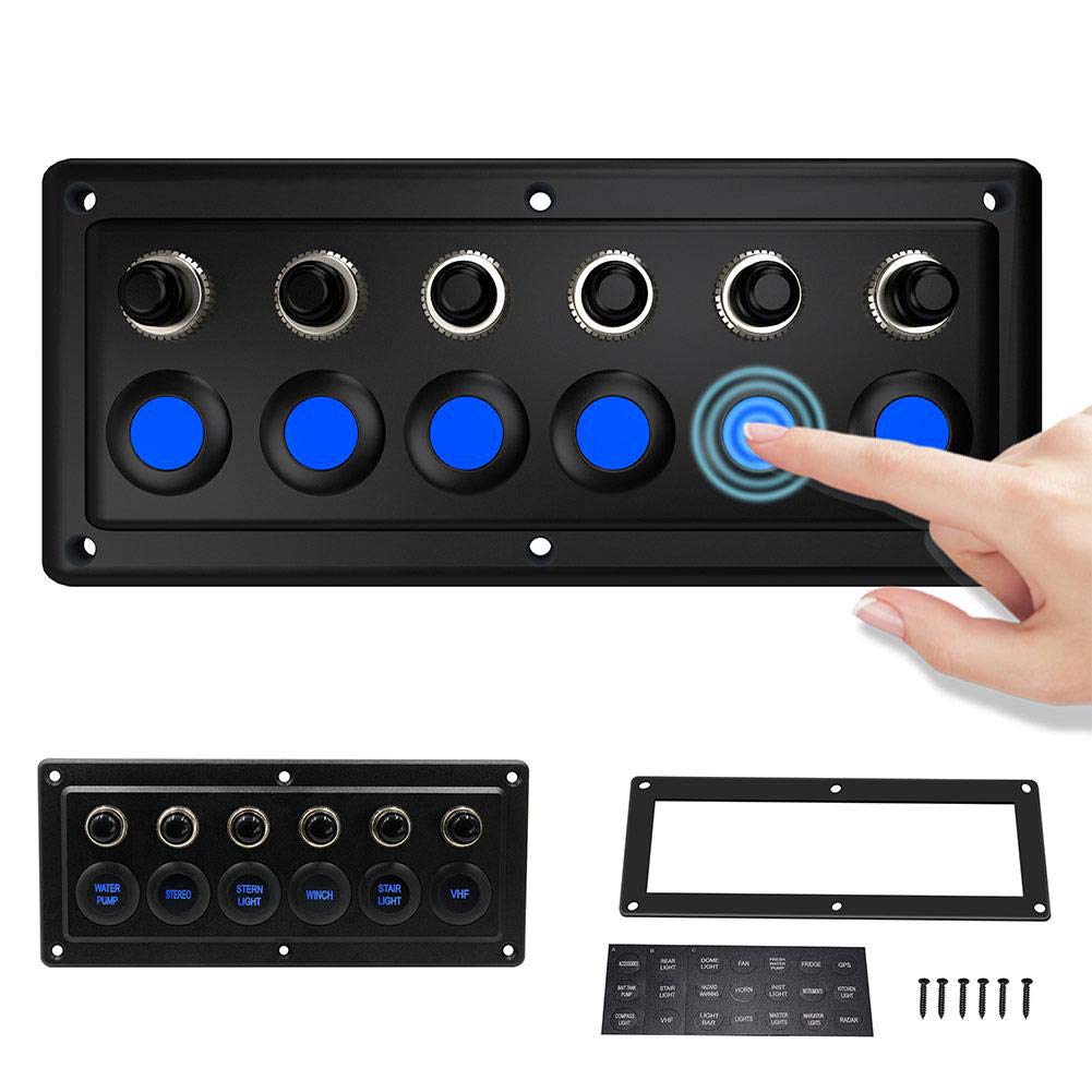 6-biegowy panel dotykowy Marine Touch Screen, DC12-24 V, wyświetlacz LED, smukły panel dotykowy do samochodów, łodzi, przyczep kempingowych, autobusów