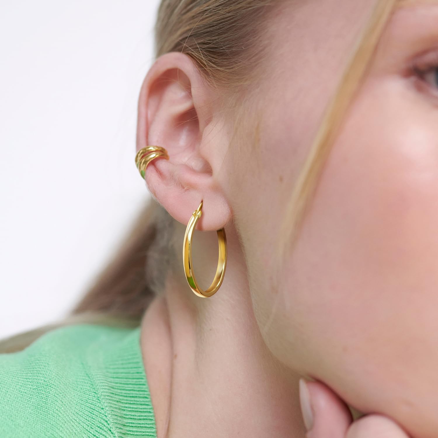 14K Gold Earrings for Women 14K Gold Hoop Earrings for Women Gold Hoops Earring for Womens Hoop Clean Rounded Silhouette Womens Hoops Earring 20/25/30/40 MM - Image 6