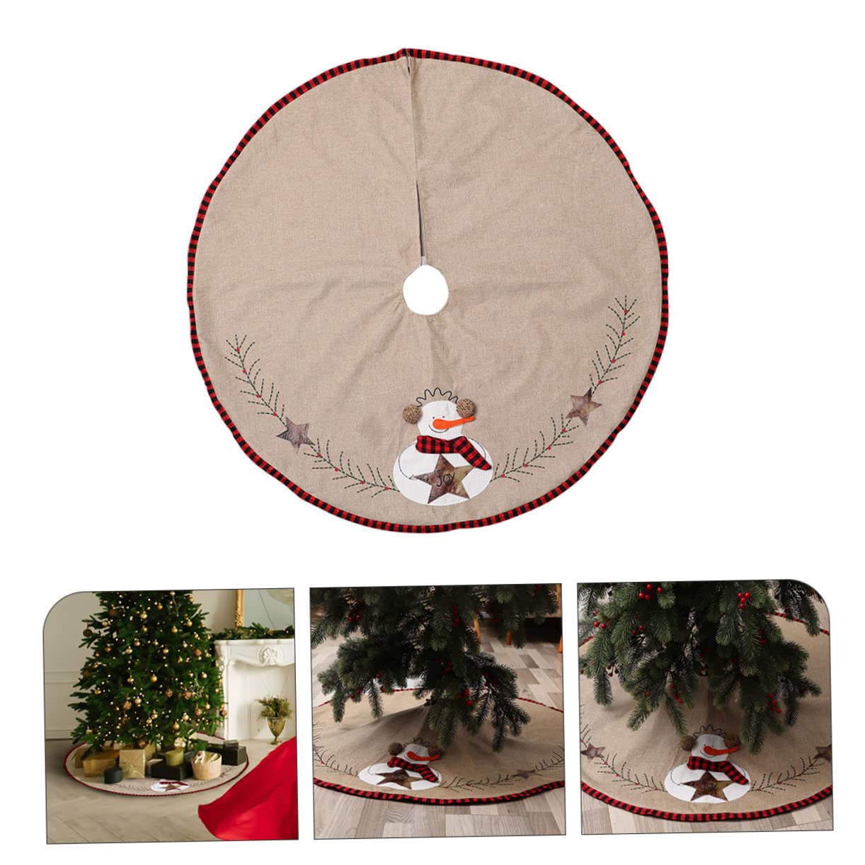 MAGICLULU 2St Christbaumschmuck Rock Ornamente Dekorationen Schnee Christbaum Teppich Christmas Tree Carpet unter Weihnachtsbaum Rock Weihnachtsbaumrock aus Leinen Leinen- Light Brown