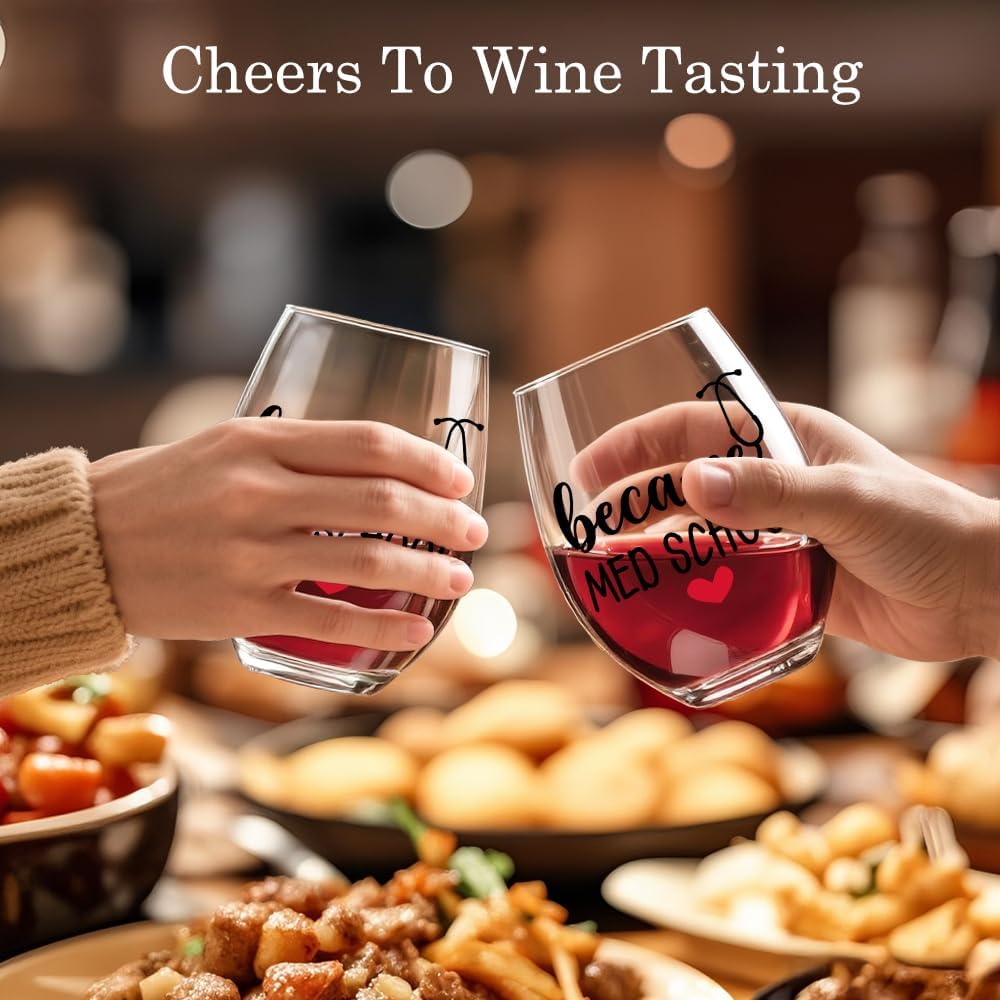 Because Med School Wine Glass, Medical Student Graduation Gifts, Medical School Gifts for New Doctor Nurse Women, Birthday Christmas Thanksgiving Present for Medical Student - Image 5