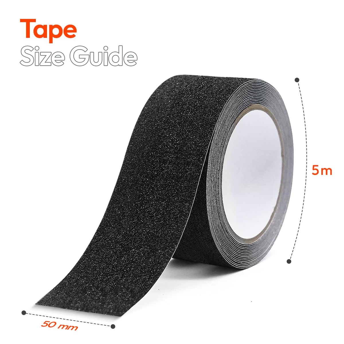Ruban Antidérapant Haute Traction 50mm X 5m - Bande Sécurité Noire Pour Escaliers Marches Rampes Intérieur Extérieur