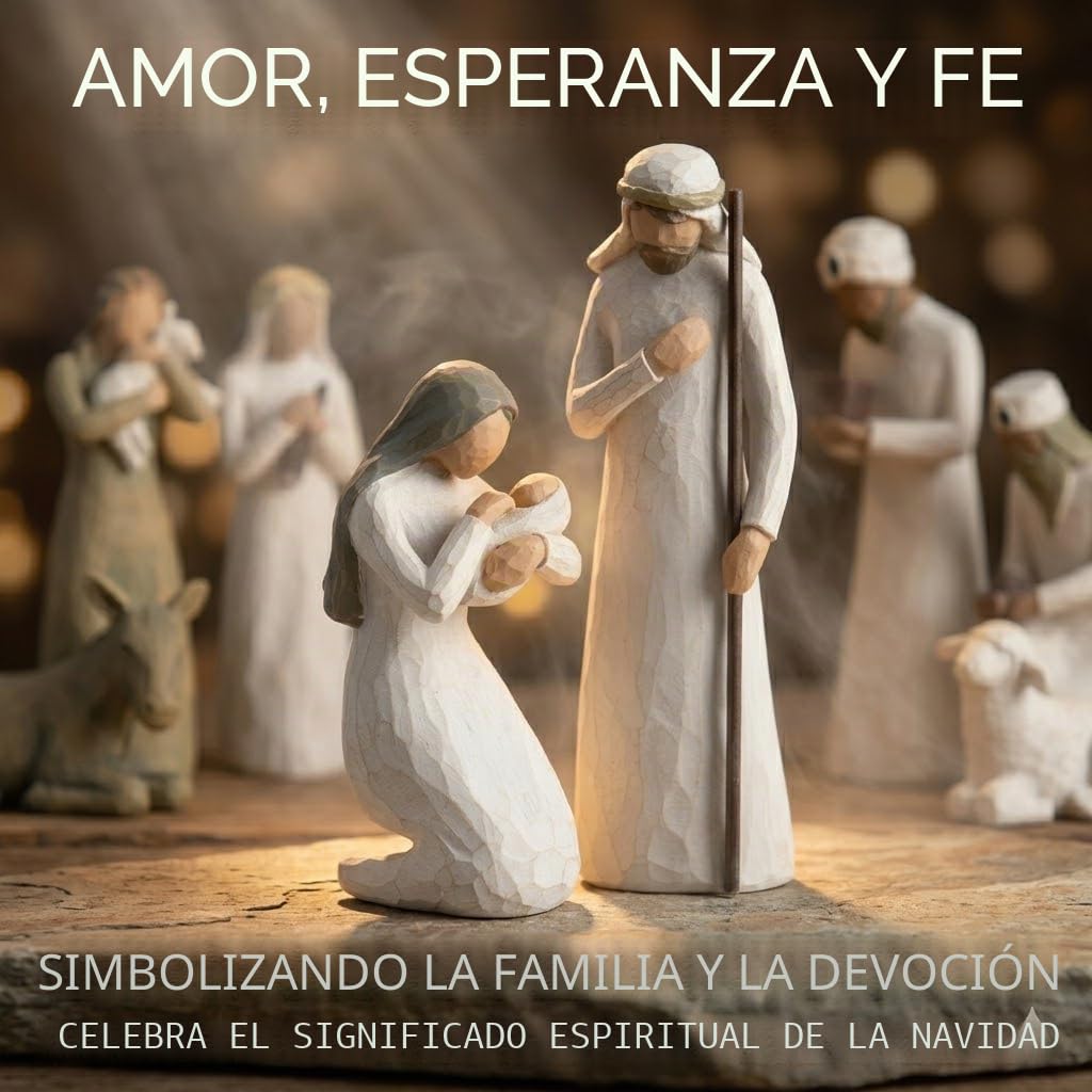 Set de Belén Figuras de Resina, Nacimiento Navidad, Santa Familia Decoración