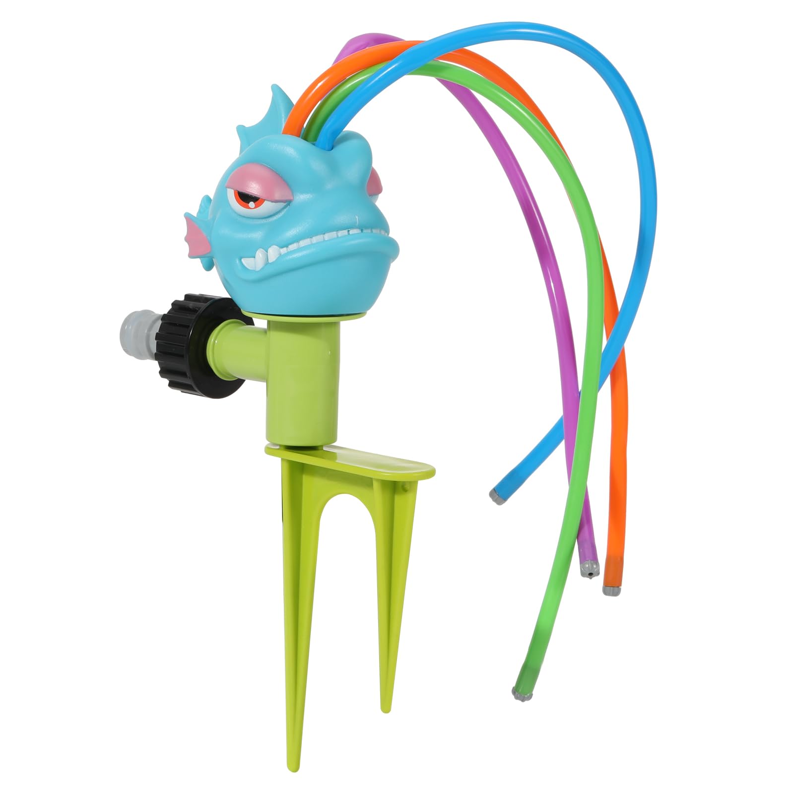 MoKo Aspersor de Agua para Niños, Lindo Juguete Acuático para Exteriores en Forma de Piraña con 4 Mangueras Flexibles, Juguete Aspersor de Verano para Patio, el Césped, Jardín y Piscina, Azul
