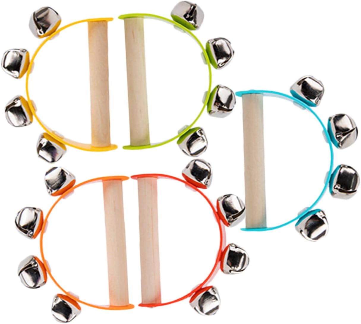 BIUDECO 5pcs Half Round Hand Bell Handle Sleigh Bells Hand