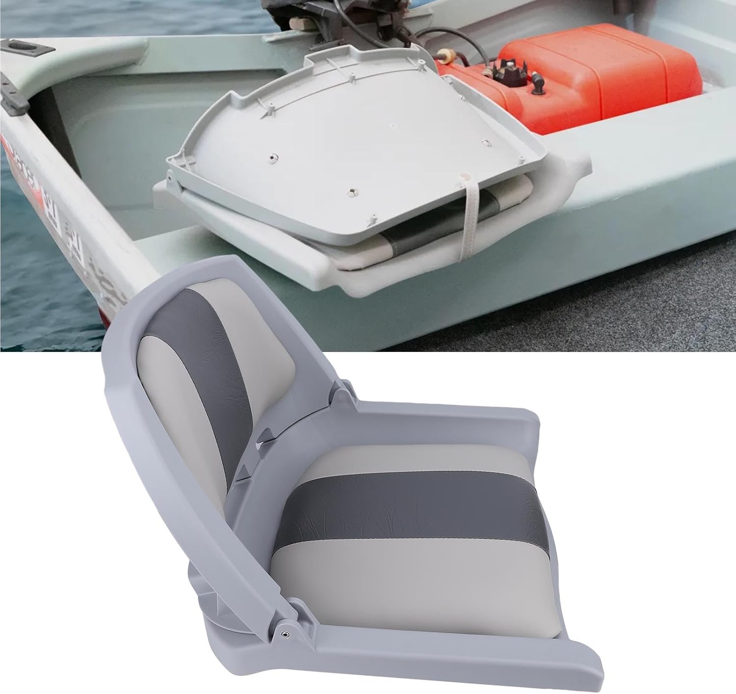 Fabater Boat Seats, Low Back Fishing Boat Seat with Backrest Fold Down Captain Chairs Bass Jon Seats, Bass Cabin Seating, Folding Seat Padded Folding Chair