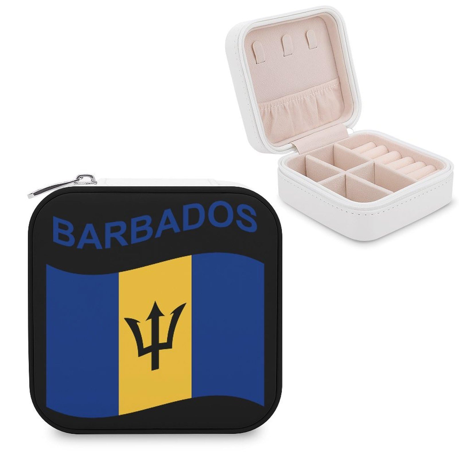 CUTJMDNGH Flag of Barbados Jewelry Box for Women Jewellery Case Organizer Storage Boxes Craft