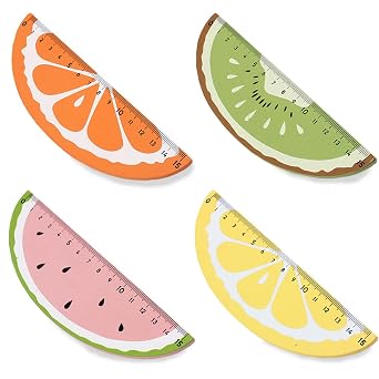 4 Piece Wooden Rulers for Kids, Wood Measuring Ruler, Student Ruler, Creative Fruit Modeling, for Children, Students, Office Supplies, Teaching Rewards Prizes 15cm