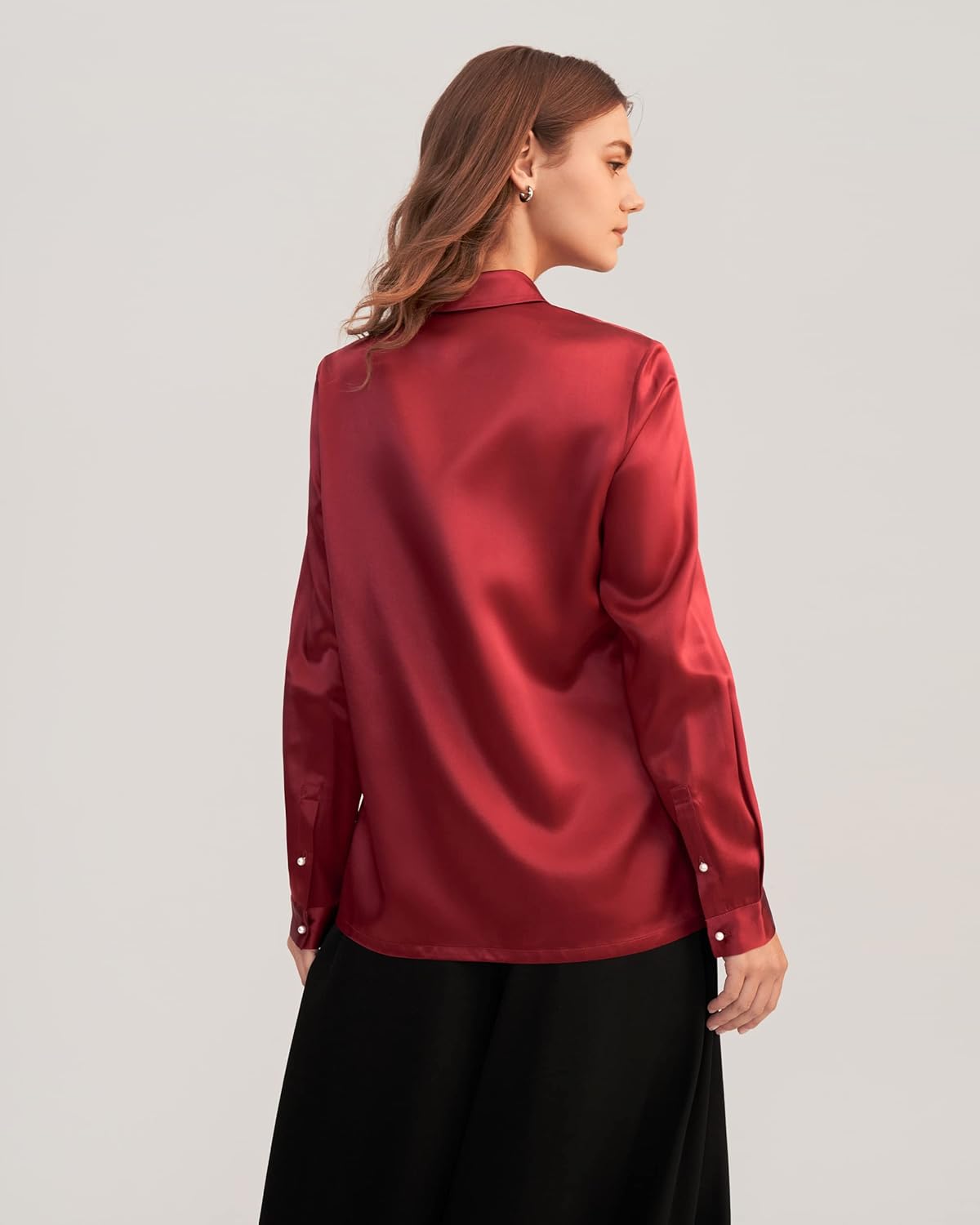 LilySilk Silk Shirts for Women Basic Formal Office Vintage Long Sleeve Pearl Button Down Silk Blouse Tops for Ladies - Image 5