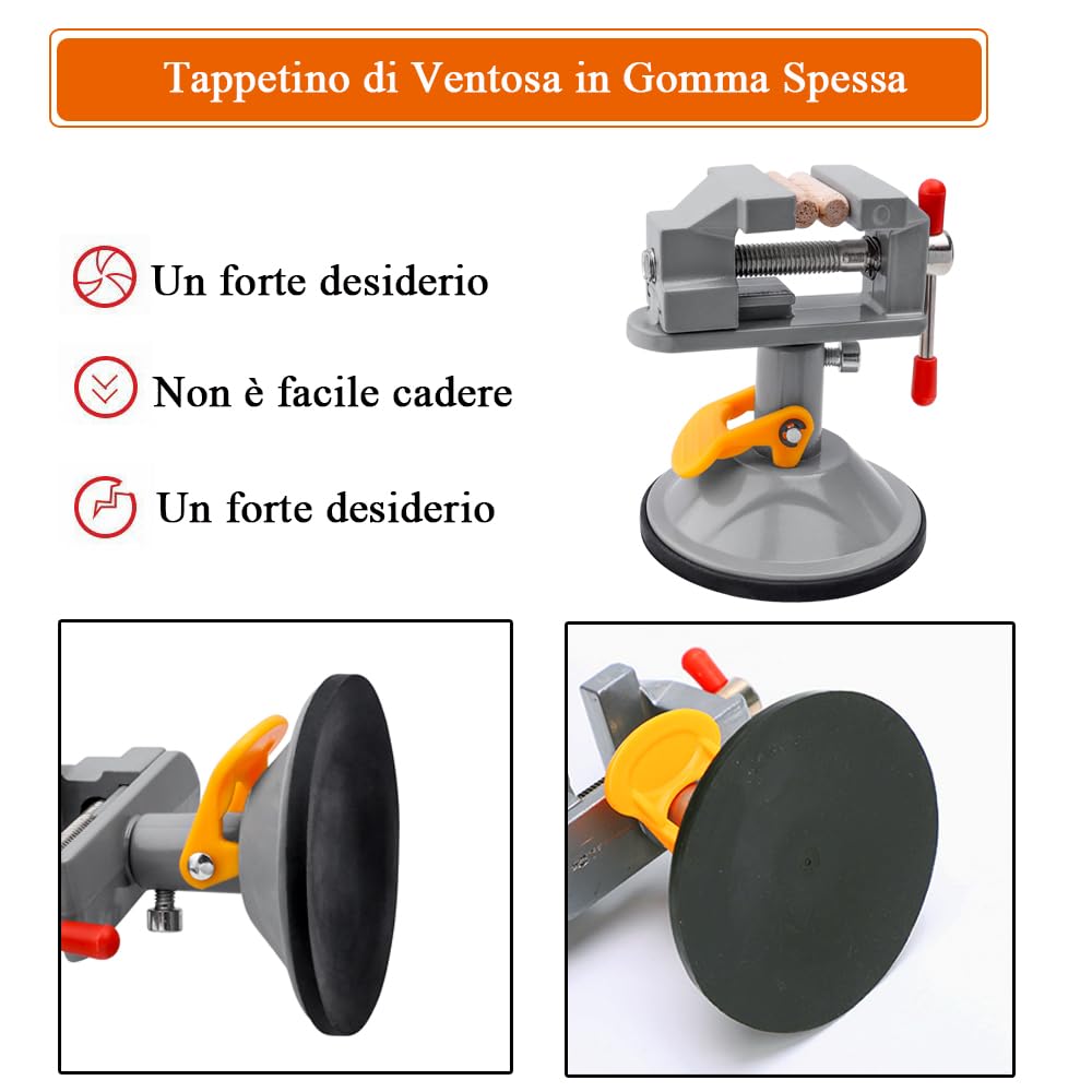 Morsetto Di Fissaggio Da Banco In Acciaio: Rotazione 360°, Bloccaggio Rapido, Con Cuscinetto In Gomma Antimarca. Per Falegnameria E Fai-da-te. - 2