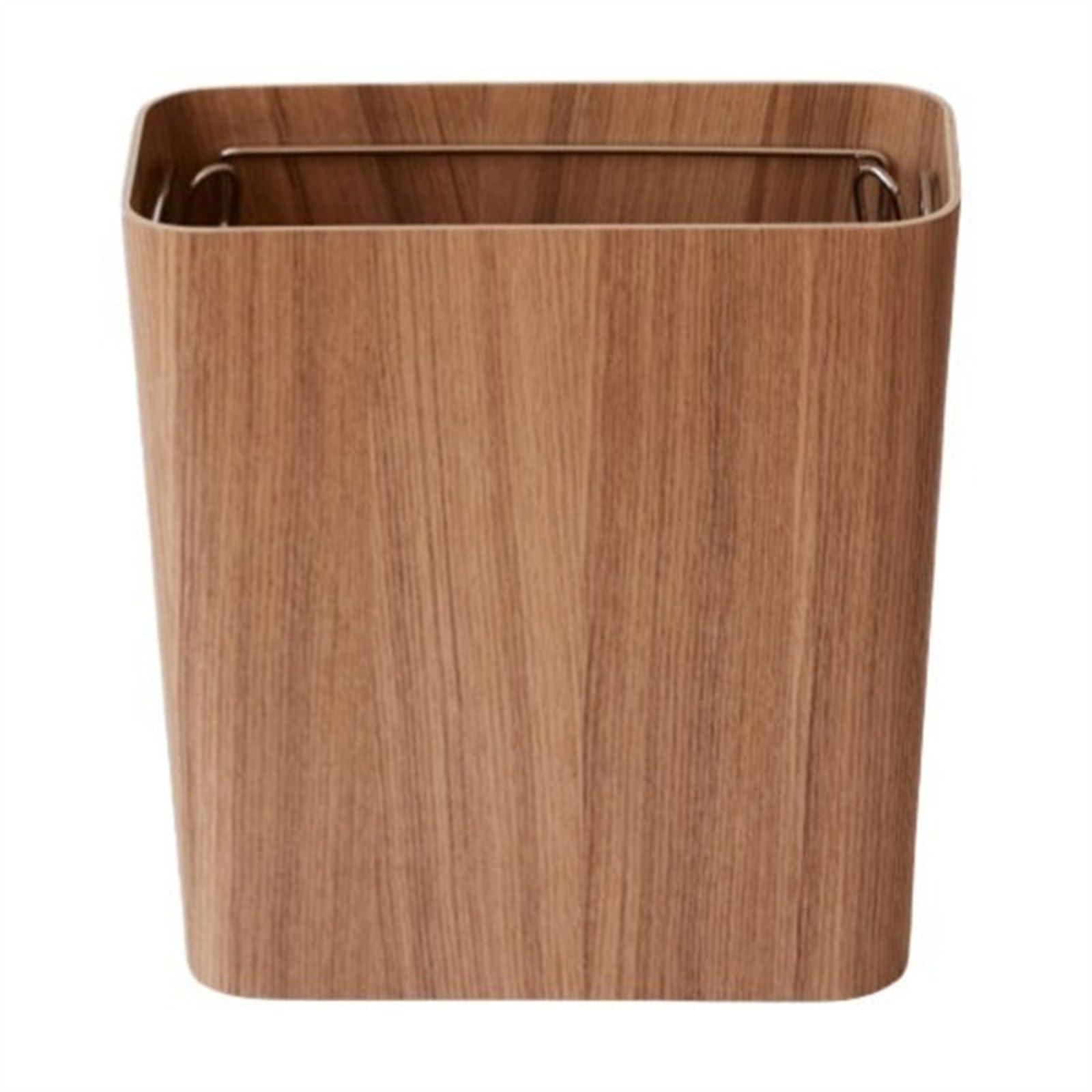 Cubo de basura de madera rectangular vintage de 11L con detalles de metal