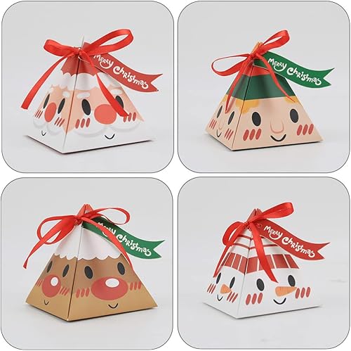 Miniatura 6 de NOLITOY 24 cajas de cartón de dulces triangulares hermosas cajas de dulces de Navidad cajas de Navidad regalos de chocolate chocolates para regalo
