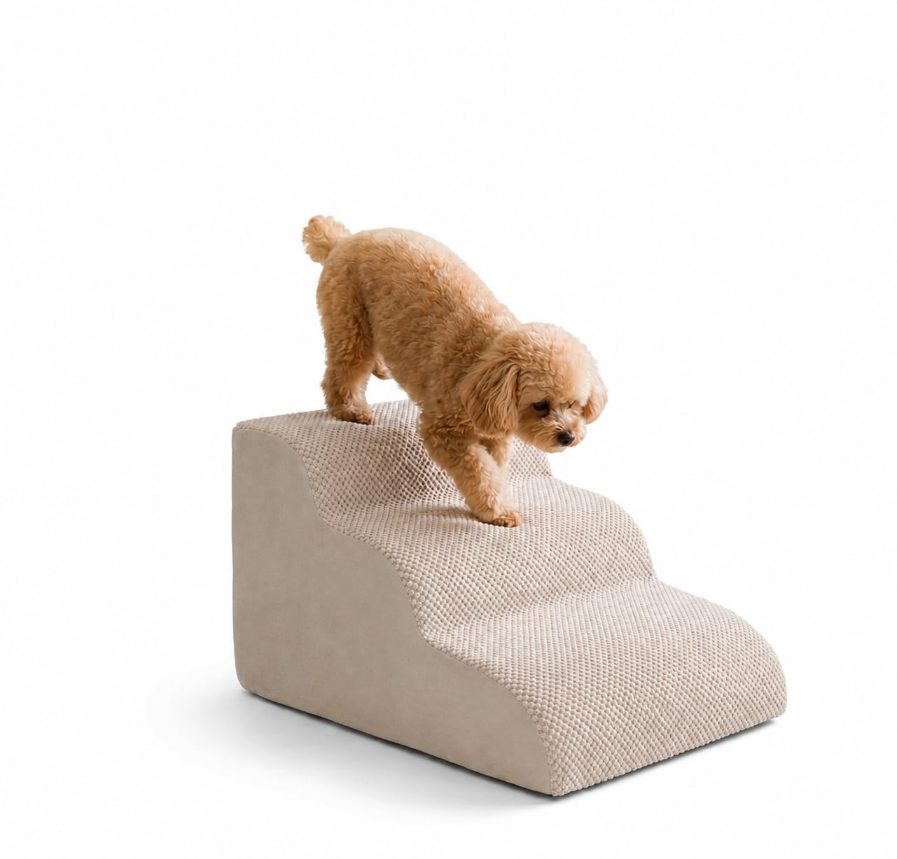 Escalera para Perros Medianos y Pequeños, Escalera de 3 peldaños, Rampa para Perros Antideslizante y Lavable Mascotas, Puff Mascotas Adaptable para Sofá y Cama, Rampa para Perro de Espuma