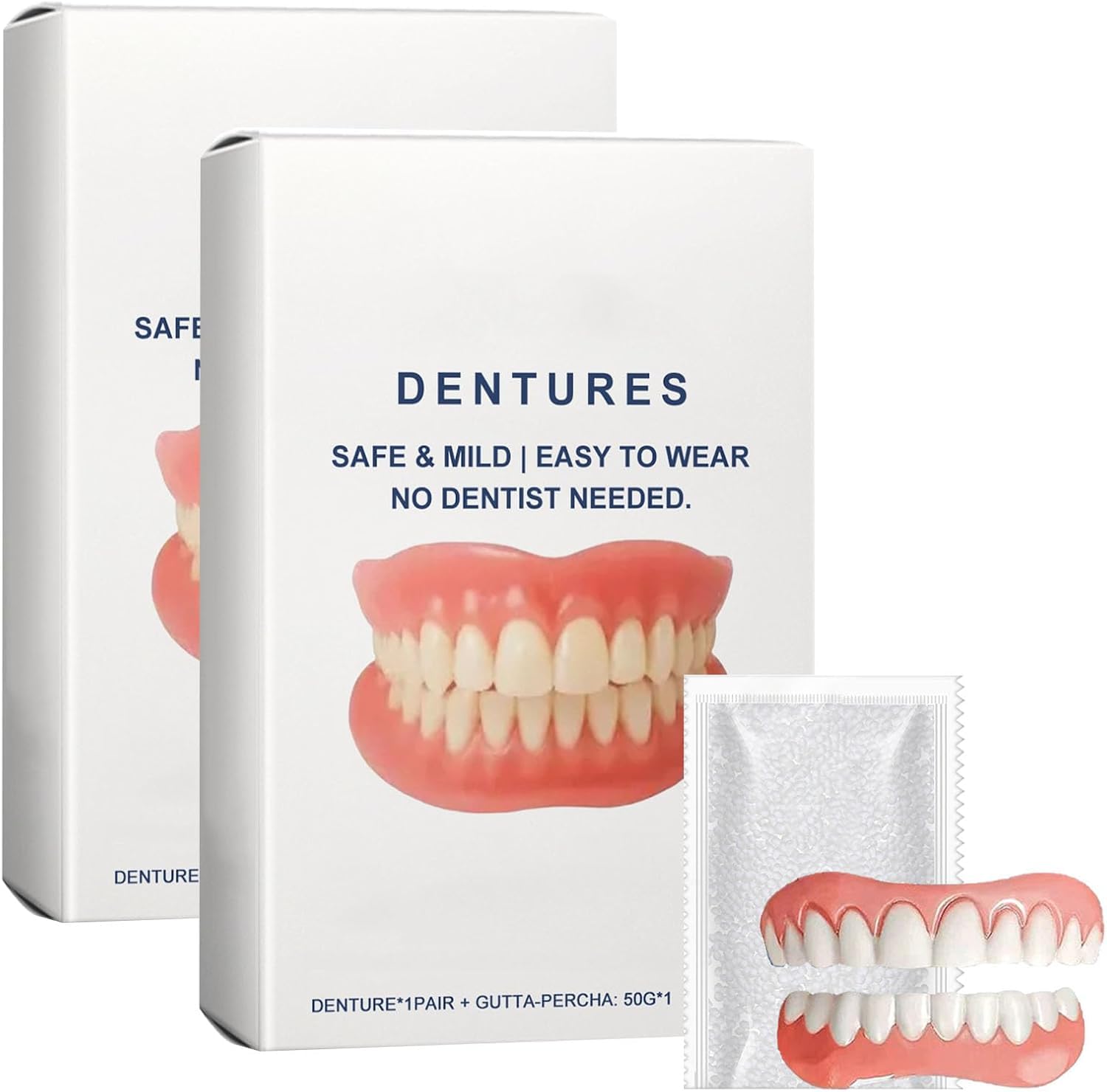 XQBBWXYXY Soft silicone lining denture sets, soft, comfortable, removable temporary dentures, custom silicone, reusable, unisex, snap-on veneers