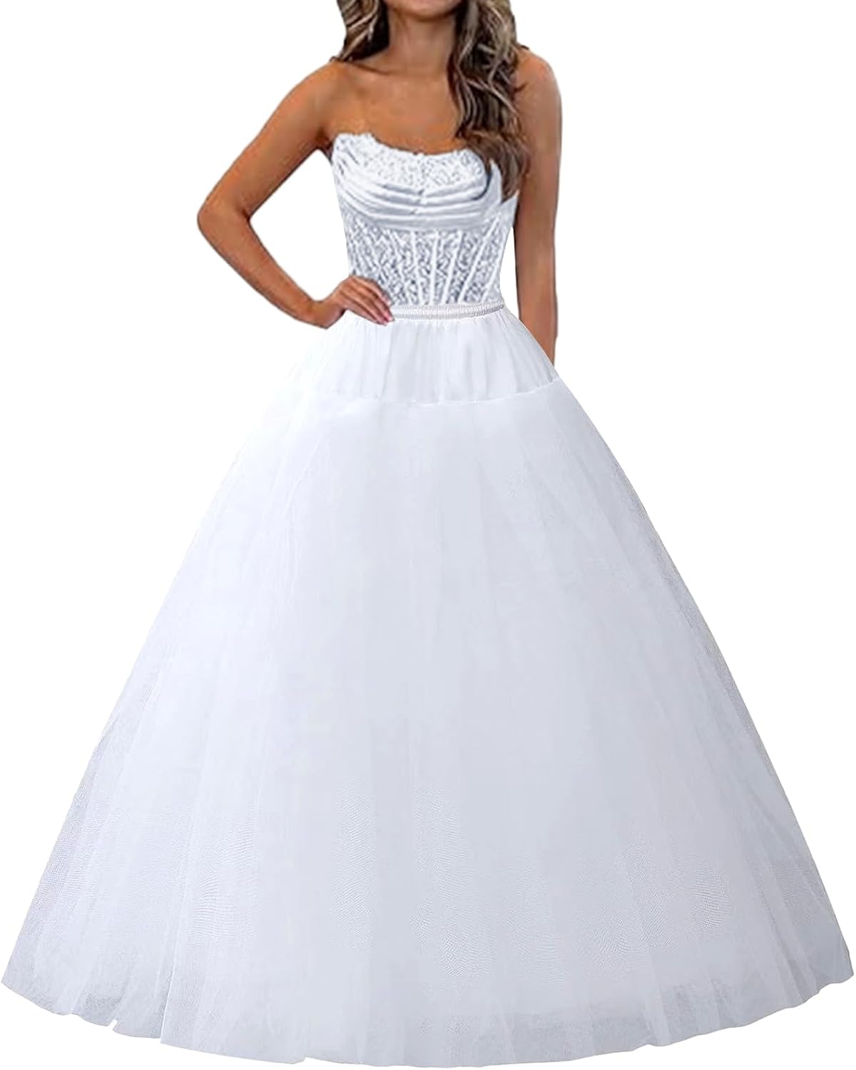 Women's 4 Layers Hard Tulle Petticoat Crinoline Underskirt Slips for Wedding Dress