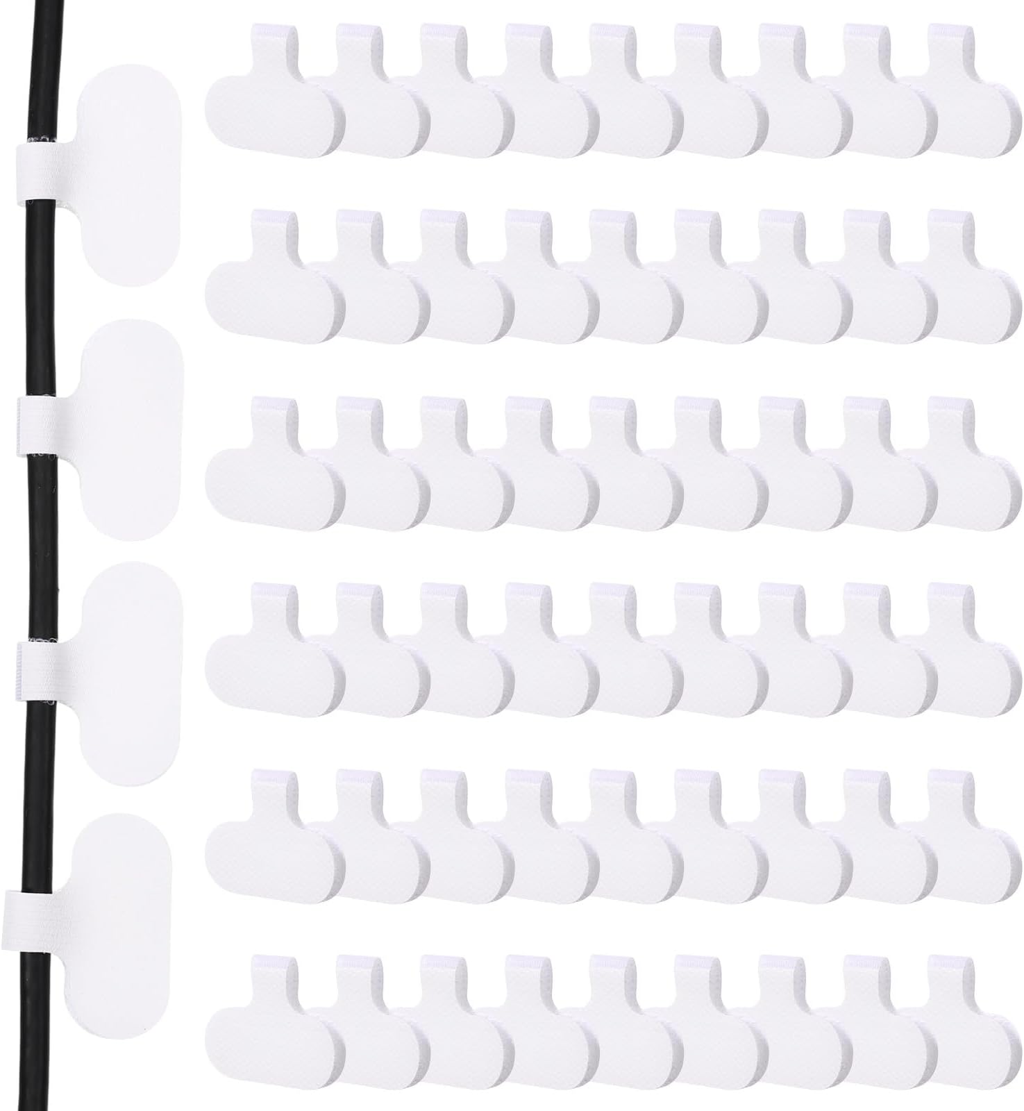 Eersida 60 Pieces Self Adhesive Cable Labels Wire Labels Nylon Writable Cord Tags Waterproof White Wire Cable Tags for Electronics Office Computers Management and Identification (Oval,2.36 Inch)