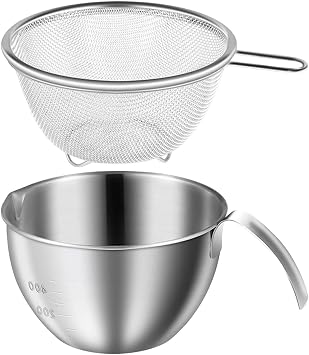Colander Bowl Set - Mixing Bowls With Strainers, Colander Mixing Bowls, Stainless Steel Draining Baskets With Handle, 400ml Washing Bowl Strainer For Kitchen Home Apartment Dining