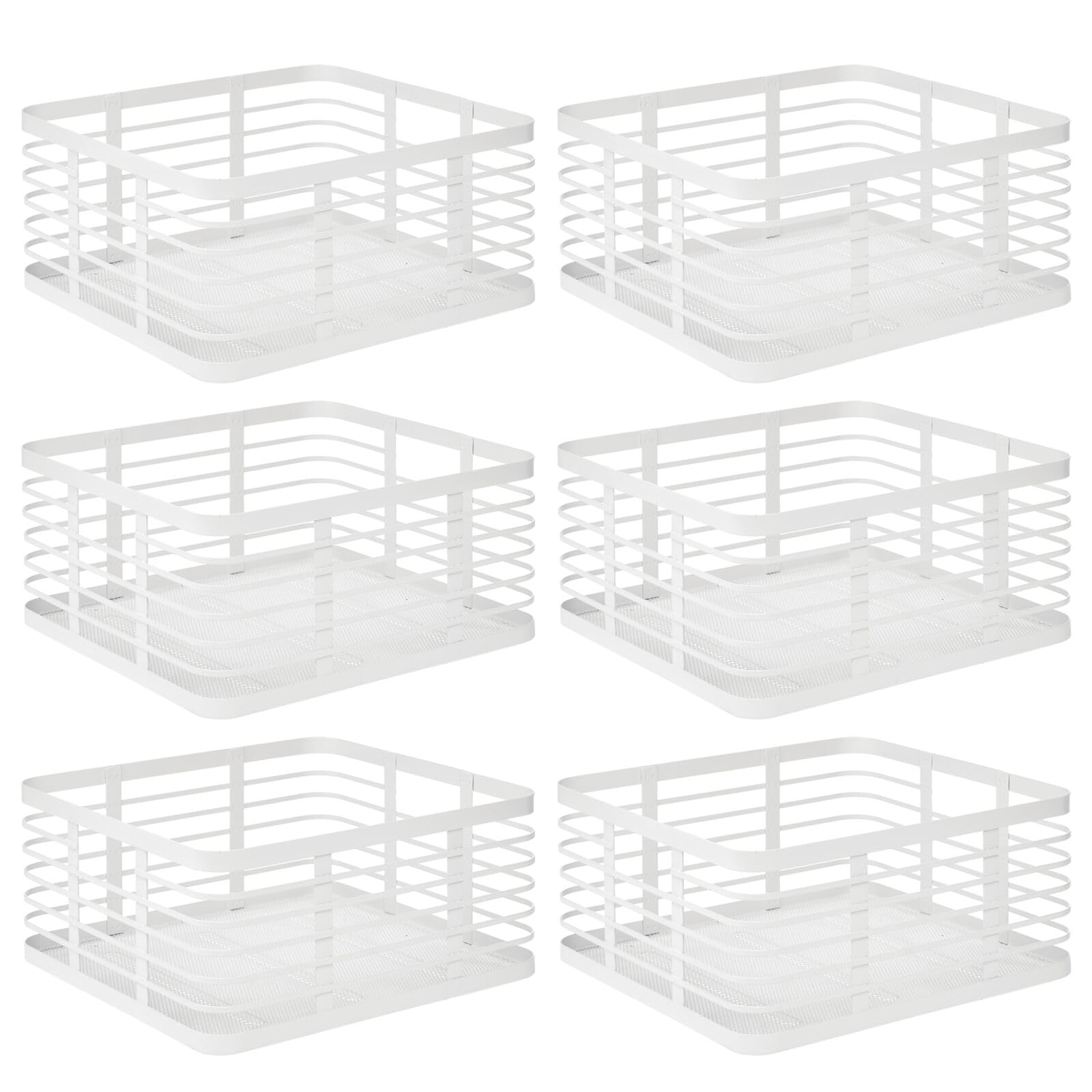 mDesign panier en métal polyvalent (lot de 6) – panier de rangement pour cuisine, garde-manger, salle de bain, etc. – corbeille de rangement universelle & compacte 30,5 cm x 33,0 cm x 15,2 cm – blanc