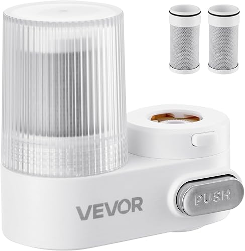 Miniatura 1 de VEVOR Filtro de agua de montaje en grifo, purificador de agua vertical para grifo de fregadero, filtro de fibra de carbono certificado NSF, elimina
