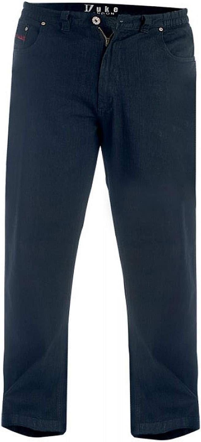 Duke London Men's Big & Tall Kingsize Relaxed Fit Stretch Jeans with Elasticated Waist 58" Black